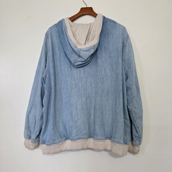 Vintage Chambray Denim Sweatshirt Jacket Womens 22W Lined Boho 90s Retro Y2K - Picture 6 of 10